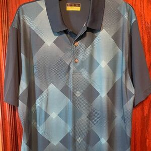 PGA Tour Geometric Blue Polo Shirt